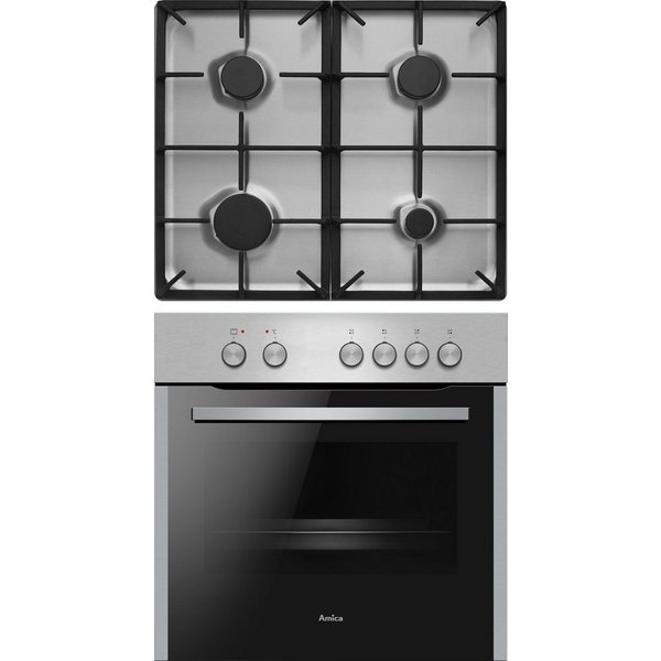 Amica Gasherd-Set EHEG 933 101 E, mit 1-fach-Teleskopauszug, Steam Clean, Vertrauter Kochkomfort mit Gas und einfacher Handhabung