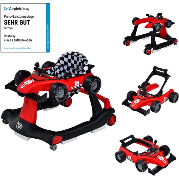 COSTWAY Lauflernhilfe 4 in 1 Lauflernwagen, mit Musik, Licht, ab 6 Monaten