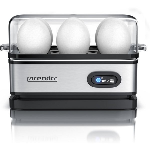 Arendo Eierkocher 6-fach, Edelstahl, frei wählbarer Härtegrad, mit Warmhaltefunktion, Anzahl Eier: 6 St., 400 W, Kipp-Funktionsschalter mit Indikationsleuchte, 