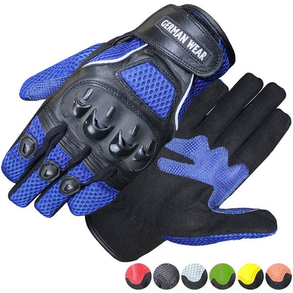German Wear Motorradhandschuhe GW400G-M9 Motocross Biker Handschuhe Leder- & Textilhandschuhe in 6 Farben