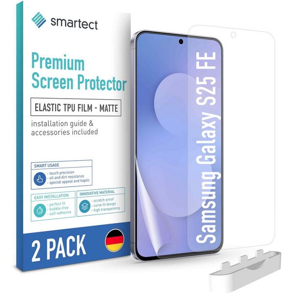 smartect Displayschutzfolie 2X TPU Schutzfolie Matt für Samsung Galaxy S25 FE für Samsung Galaxy S25 FE, Set, 2 Stück, Entspiegelt, Kratzfest, Blasenfrei, Oleop