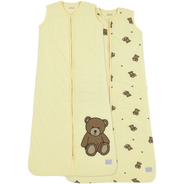 Meyco Baby Babyschlafsack Teddy Bear Soft Yellow (100% Baumwolle, 1 tlg), 110cm - 2-Pack
