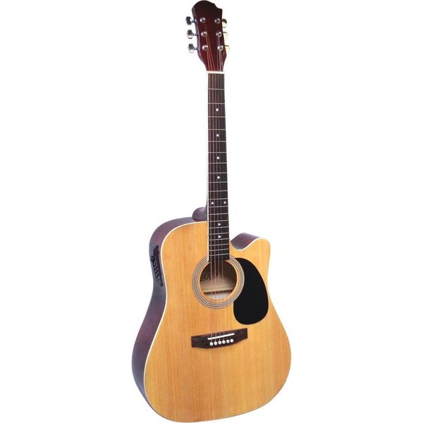 MSA Akustikgitarre 4/4 Western Gitarre mit Tonabnehmer und aktiver Elektronik - Cutaway