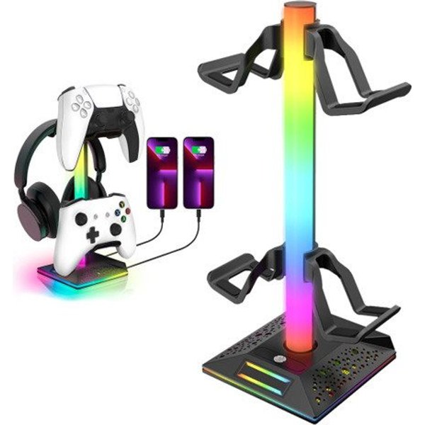 feinlux RGB-Kopfhörerständer, Gaming-Controller-Halter Controller (Packung, Speicherfunktion für Gamer, PC-Kopfhörer-Zubehör, Schreibtisch)