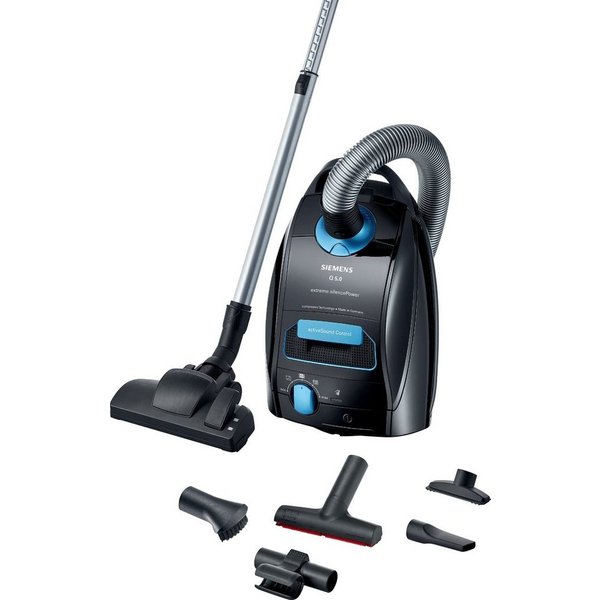 SIEMENS Bodenstaubsauger Q5 extreme silencePower VSQ5X500, ideal für Allergiker, Hygiene-Filter, 650 W, mit Beutel, Starke Saugleistung, XXL-Polsterdüse, langes