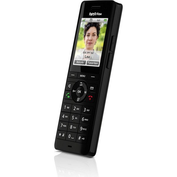 Fritz! FRITZ!Fon X6 schwarz Schnurloses DECT-Telefon (Mobilteile: 1, GAP, DECT, HD-Telefonie, 2,4" Farbdisplay, Smart Home, Headset, DECT Eco)