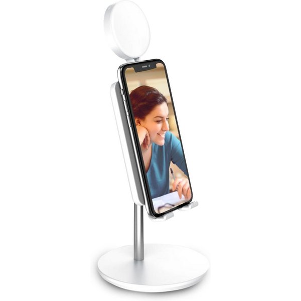 DigiPower Smartphone-Halterung Shine Smartphone-Ständer mit 3" Ringlicht, höhenverstellbar, (Multi-Winkel)