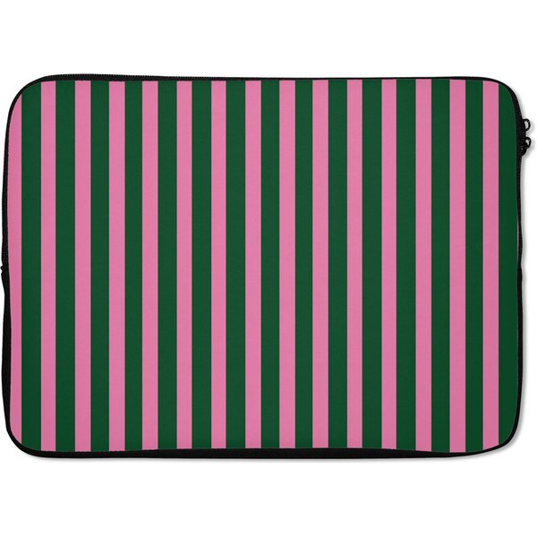 MuchoWow Laptop-Hülle Vertikale Streifen - Grün - Rosa 13.3 Zoll, Laptopsleeve, weiches Innenfutter zum Schutz Kratzern, Laptoptasche