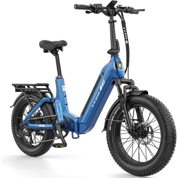 TTGO E-Bike Klapprad 20 Zoll, Fully, Vollfederung, 70Nm Hinterradmotor, 120km, max.150kg, 7 Gang SHIMANO, Kettenschaltung, Heckmotor, 720 Wh, (Softtail, hydr. S