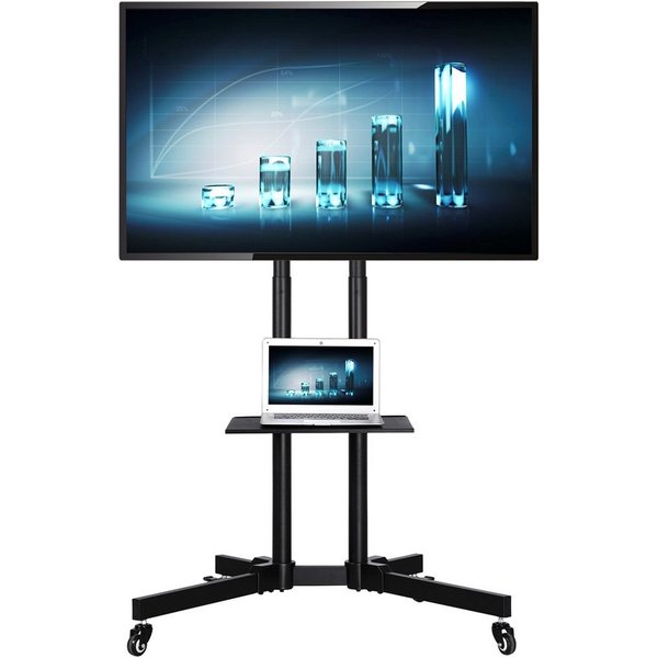 Yaheetech TV-Ständer Mobile TV-Halterung mit Doppelstangen, (bis 60 Zoll, Mobile TV Standfuß für 30 – 60 Zoll LCD LED OLED Plasma Fernseher)