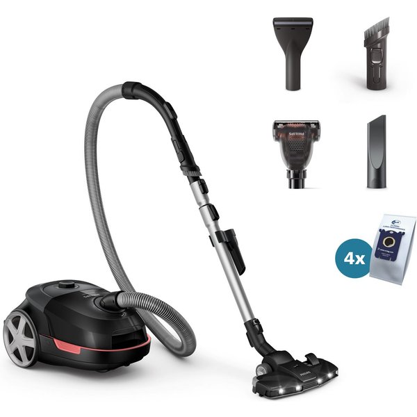 Philips Bodenstaubsauger XD6142/12 6000 Series, 900 W, mit Beutel, mit spezieller Mini-Pet-Düse, HEPA-Allergiefilter, LED-Düse