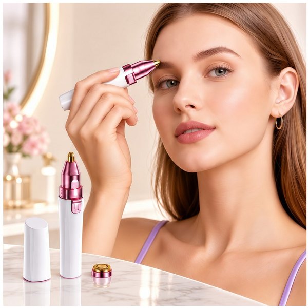 Fyrove Augenbrauentrimmer Augenbrauen Trimmer, Haarentferner-Set 2 in 1 USB, für Frauen, Schmerzfreie Augenbrauen Epilierer Damen, Für Körper Gesichtshaare Lipp