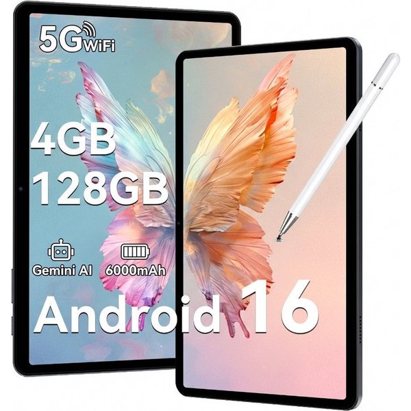 TABWEE T8 10" Android 16 64GB/128 GB incl. Stift Tablet (10.1", 128 GB, Android16, 5G wifi, Android 16, Gemini AI, mit Stift)