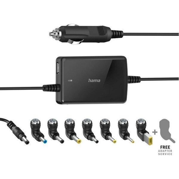 Hama Uni-Kfz-Notebook-Netzteil "Slim & Light", 15-19V/70W 8 Notebookstecker Notebook-Netzteil