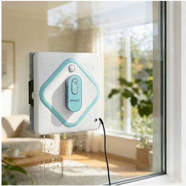 shop'n smile ideoon Fensterputzroboter 3000Pa Glasreinigungsroboter mit App-Steuerung, Fernbedienung, 5 Reinigungsrouten, Notstrom-System, Düsen-Sprühfunktion