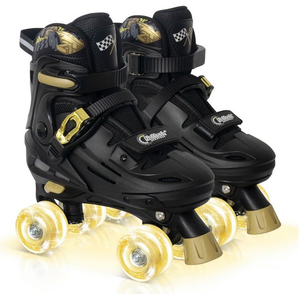 Nattork Rollschuhe Kinder Verstellbar, mit LED-Rädern, Quad Roller Skates Jungen Mädchen, Rennwagen Design, 4 Größen verstellbar, ABEC-7 Lager