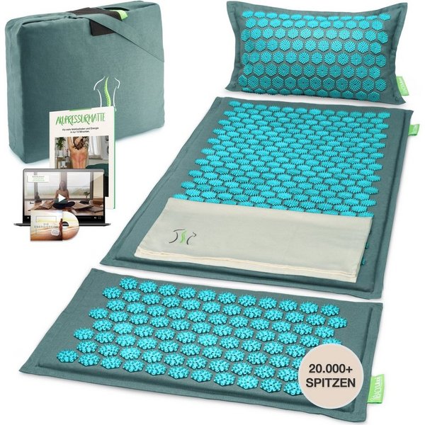 BACKLAxx® Akupressurmatte Set "Magnum" mit Kissen, Tuch & Tasche - XL- Akupressurmatte (Akupressurmatten Set, 5teilig + gratis-Download), 20.844 Spitzen für Anf