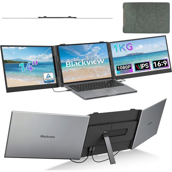 blackview D6/D8 14/15,6 Zoll Dual-Screen FHD IPS Laptop Bildschirmerweiterung Portabler Monitor (35 cm/14 ", 1920x1080 / 1920×1200 px, Full HD, 60 Hz, IPS, Dual