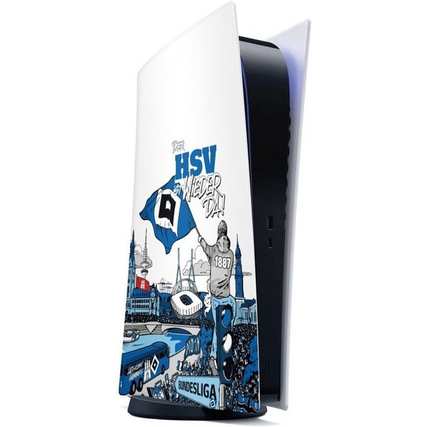 DeinDesign Konsolen-Cover Hamburger SV Offizielles Lizenzprodukt Aufstieg, Sony Playstation 5 Digital Edition Skin Aufkleber Sticker Folie