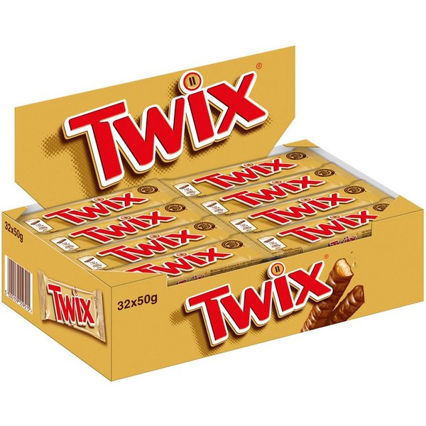 Twix Schokolade, Twix Riegel Keks mit Karamell umhüllt von Schokolade 50g 32er Pack