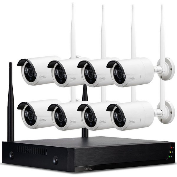 Casativo Überwachungskamera 150m Profi Funk Überwachungssystem 8 QHD-2K IRKameras & Rekorder IP66 (Außenbereich, Personenerkennung, Reichweite 150 Meter, Nachts