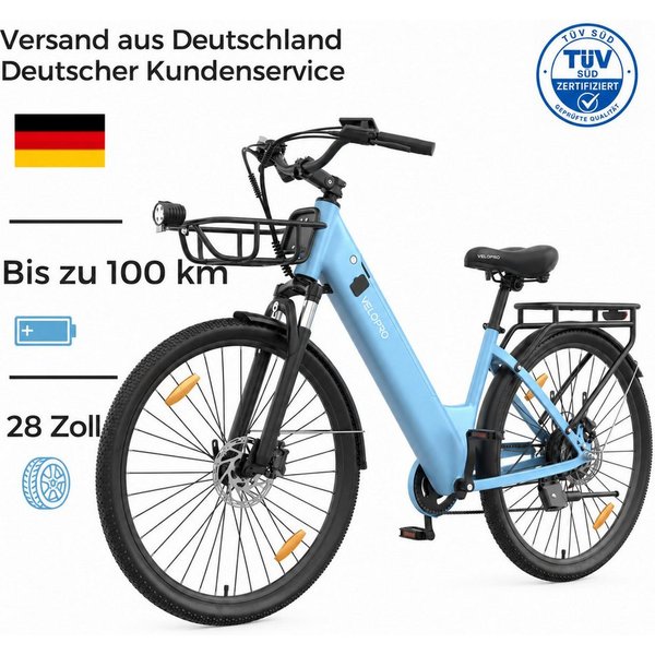 PIXAR E-Bike Cityrad Pedelec 28 Zoll 36V 18Ah bis 100 km Shimano 7 Gang, 7 Gang, Heckmotor, 648 Wh, Bürstenloser Motor, Bürstenloser Motor