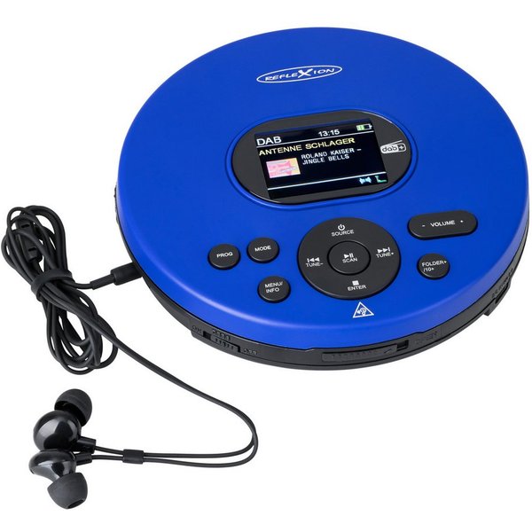 Reflexion PCD540DAB CD/MP3-Player mit DAB+ Digitalradio tragbarer CD-Player (LCD-Farbdisplay, Hörbuchfunktion, Ohrhörer, 8 Std. Akkulaufzeit)
