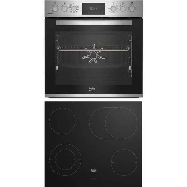BEKO Elektro-Herd-Set BBUMA1132, mit 1-fach-Teleskopauszug, SteamShine, Knusprige Ergebnisse mit wenig Fett mit der AirFry-Funktion