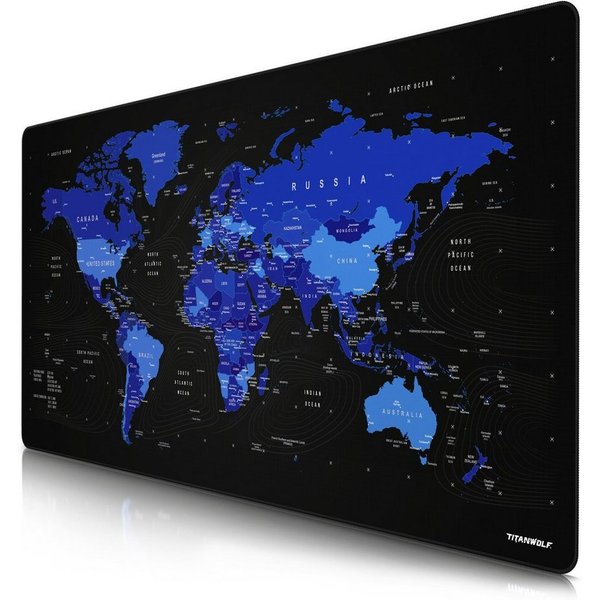 Titanwolf Gaming Mauspad XXXL Speed Mousepad 1200 x 600 x 3 mm, große Tischunterlage (1-St), rutschfest, abwaschbar, Geschwindigkeit & Präzision, Englisch blau