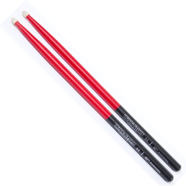 MUSIC STORE Drumsticks (Hornbeam 5A Drumsticks Robust Balanced Sticks Drums Cymbals Black Red Finish 40.4cm Length 1.4cm Diameter, Sticks, Beater und Mallets, D