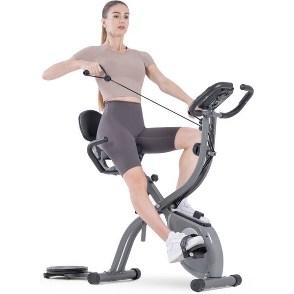 Gywowken Heimtrainer Fahrrad Klappbar für Zuhause mit APP - 4-in-1 faltbarer Heimtrainer (klappbarer Heimtrainer, LCD-Display, Handpulssensoren), mit 10 Stufen 