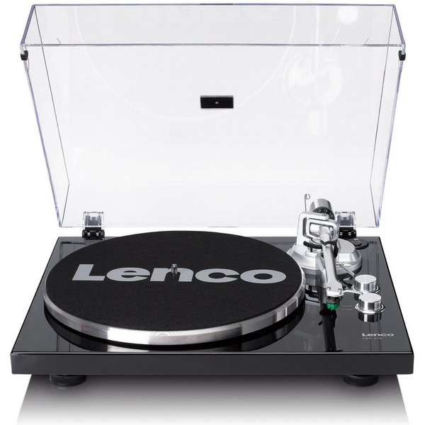 Lenco LBT-215BK Plattenspieler (Riemenantrieb, Bluetooth, Bluetooth-Streaming, USB-Konvertierung, Anti-Skating, Riemenan)