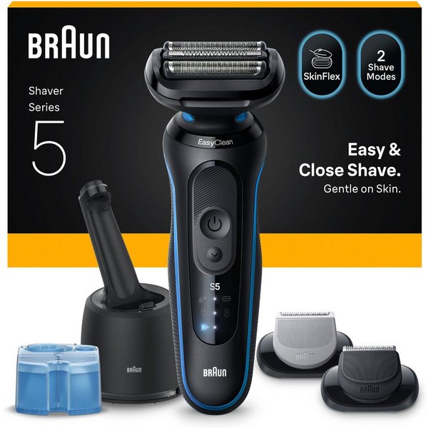 Braun Elektrorasierer Series 5 52-B7650cc, Reinigungsstation, Bis zu 50 Min, 4in1 SmartCare Center, +2 Aufsätze, 100% Wasserdicht