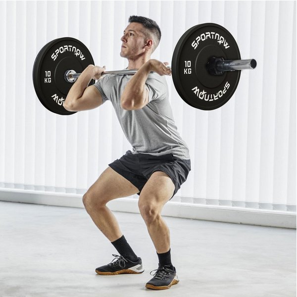 SPORTNOW Hantelscheiben 2 x 10kg Gewichte, Gewichtsscheiben, Ø 50 mm Bohrung, Schwarz, 20 kg, für 5 cm Hantelstange, Ø 50 mm Bohrung, Schwarz
