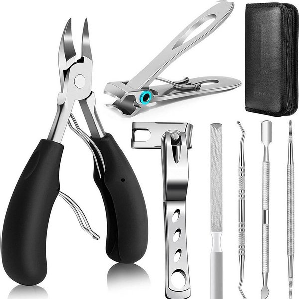 Fyrove Maniküre-Pediküre-Set Pediküre Set 7 in 1 mit Zehennagelknipser,360° drehbarer Nagelknipser, Edelstahl superscharfe gebogene Klingen kosmetische Nagelwer