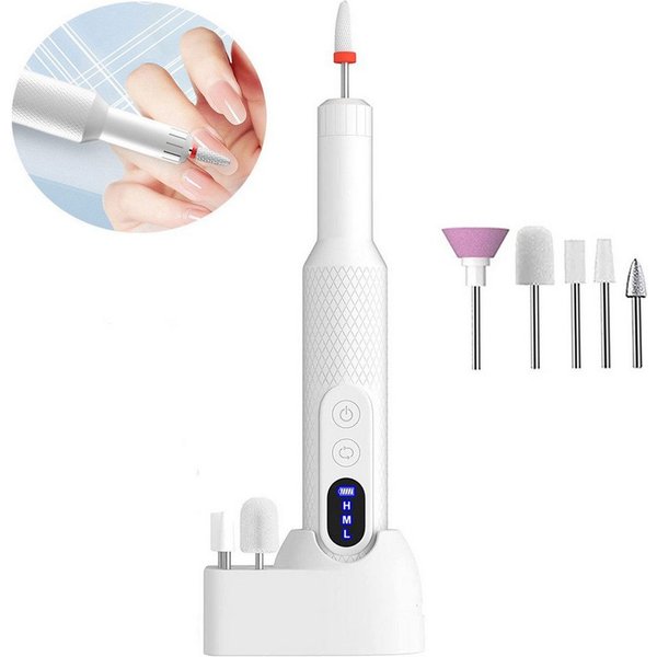 wohnTRAUM24 Maniküre-Pediküre-Set Nagelfräser Kabellos Elektrische Nail Drill 18000 U/min Nagelfräser, 6 Aufsätze zur Nagelpflege, 2 Arten der Aufladung, 18000U