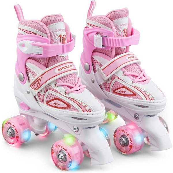 Apollo Rollschuhe LED Rollschuhe größenverstellbar Super Quads X-Pro, größenverstellbare Roller Skates für Mädchen und Jungen - Größen 31-42