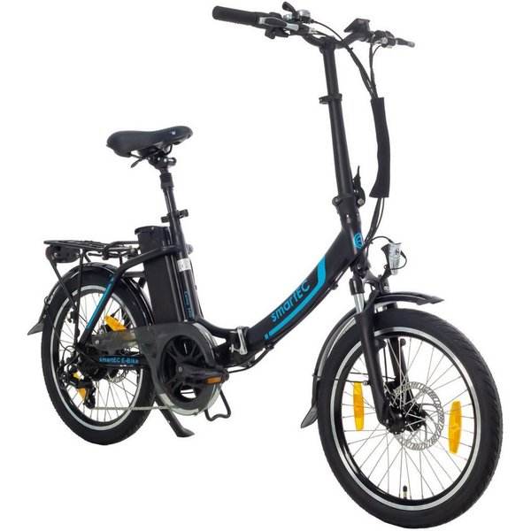 smartEC E-Bike Klapprad E-Klapprad Camp-20D E-Bike 20 Zoll Schwarz, 7 Gang Shimano Tourney Schaltwerk, Kettenschaltung, Hinterrad-Nabenmotor, 562.00 Wh, (1 Pake