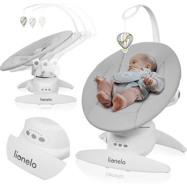 lionelo Babywippe IRIS, 360 Grad/ ab Geburt/12 Wiegenlieder/leicht und leise