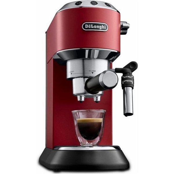 De'Longhi Espressomaschine Dedica Style EC685.R - Espresso & Doppio, mit Milchschaumdüse, Nur 15 cm breit, für E.S.E Pads geeignet, 1L, inkl. Milchschaumdüse