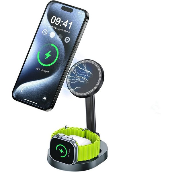 LA CUTE 3-in-1 kabellose Ladestation mit MagSafe für Apple Wireless Charger (2000,00 mA, 3-in-1 kabellose Ladestation mit Schnellladefunktion, 3-in-1 Ladestatio