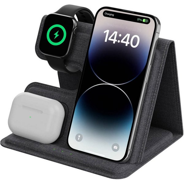 imoshion imoshion 3-in-1 Faltbares kabelloses Ladegerät Apple - iPhone / AirPod Wireless Charger (1-tlg)