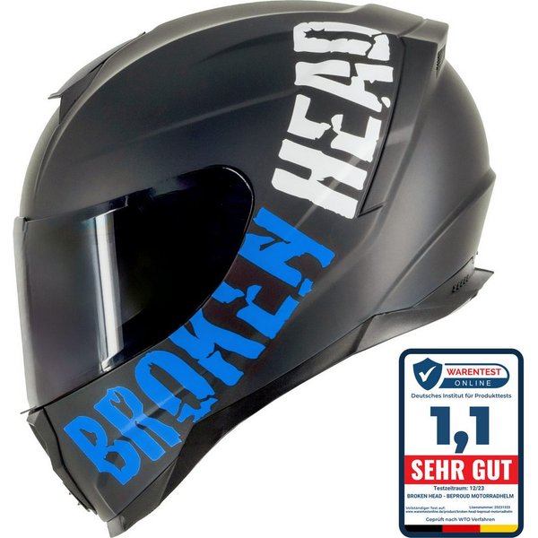 Broken Head Motorradhelm BeProud Sport Blau (Mit Schwarzem Visier), Hochwertiges Design