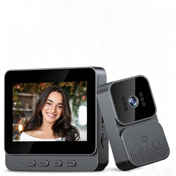 Topcony Überwachungskamera Video-Türsprechanlage Videotürklingel Video Doorbell 4,3 Zoll kabellos (Außen, Innen, Türklingel-Kamera, kabellos, mit Monitor, Video