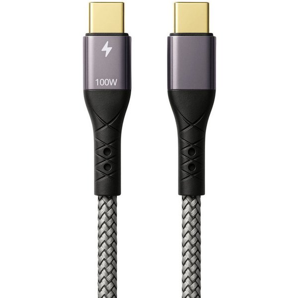 ProfiPatch ProfiPatch USB C Kabel 100W PD 3.0 5A E-Mark Chip 1m grau Goldkontakt USB-Kabel