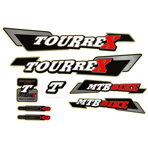 Non-Branded Fahrradrahmen Fahrrad Dekor Aufkleber Rahmen 8tlg Decal Sticker TOURREX schwarz rot