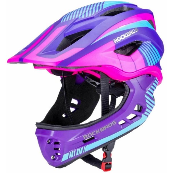 ROCKBROS Kinderfahrradhelm TT-32 (Fahrradhelm Set, Kinderhelm Set mit Kinnschutz), Kinderhelm mit abnehmbarem Fullface Kinnschutz