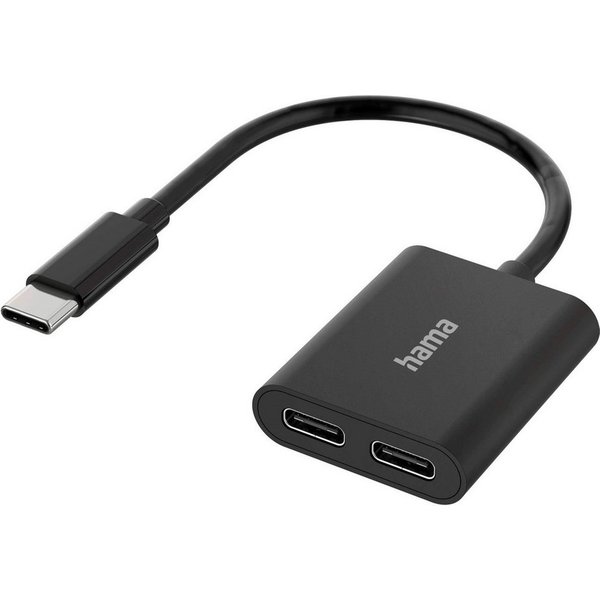 Hama 2in1 Audio-Adapter USB-C auf 2x USB-C USB-Kabel, USB-C + Ladebuchse Strom für Handy Smartphone Tablet PC Notebook