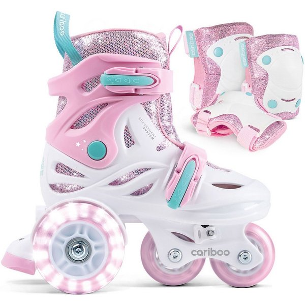 Cariboo Rollschuhe Set CARIBOO BALLERINA Inliner und Protektoren 2 Modi LED-Rollen
