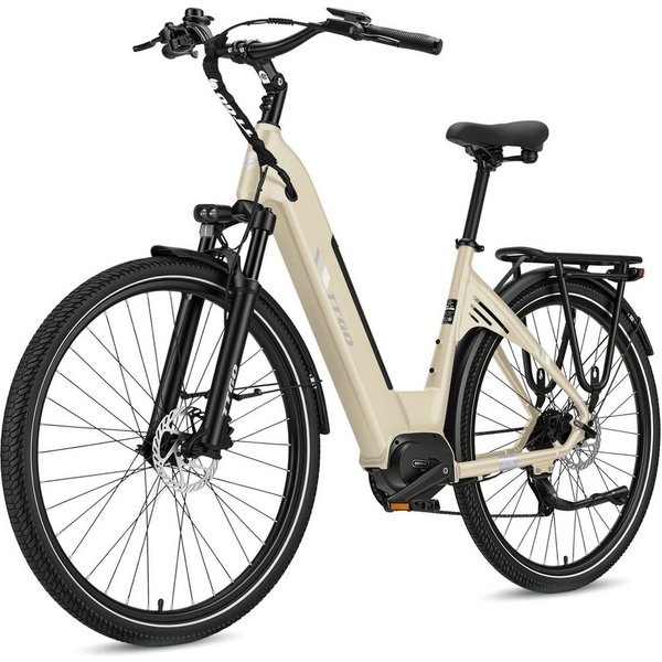 TTGO E-Bike Cityrad 28 Zoll, 75Nm Mittelmotor, 650Wh bis zu 140km, Lockout-Federgabel, 9 Gang Shimano, Kettenschaltung, Mittelmotor, 650 Wh, (Pedelec, Farb-LCD-